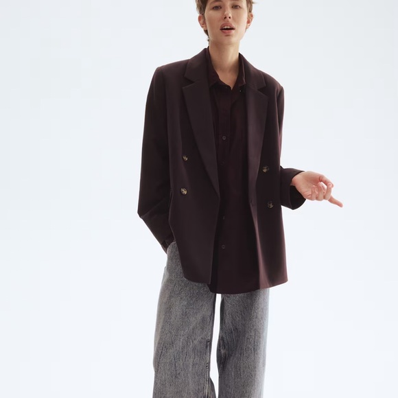 Elegant Brown Double-Breasted Women's Blazer & Wrap Skort NWT - Picture 5 of 14